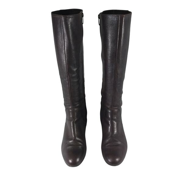 ENZO ANGIOLINI! ESPRESSO BROWN GENUINE LEATHER HIDDEN WEDGE HEEL BOITS! SZ 9.5M - Picture 4 of 11